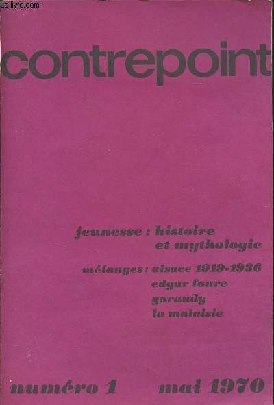 Couverture de Contrepoint n°1 Mai 1970