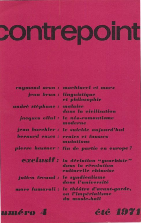 Couverture de Contrepoint n°4 Eté 1971