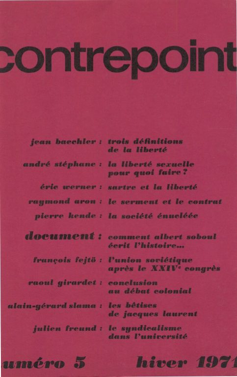 Couverture de Contrepoint n°5 hiver 1971