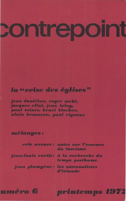 Couverture de Contrepoint n°6 Printemps 1972